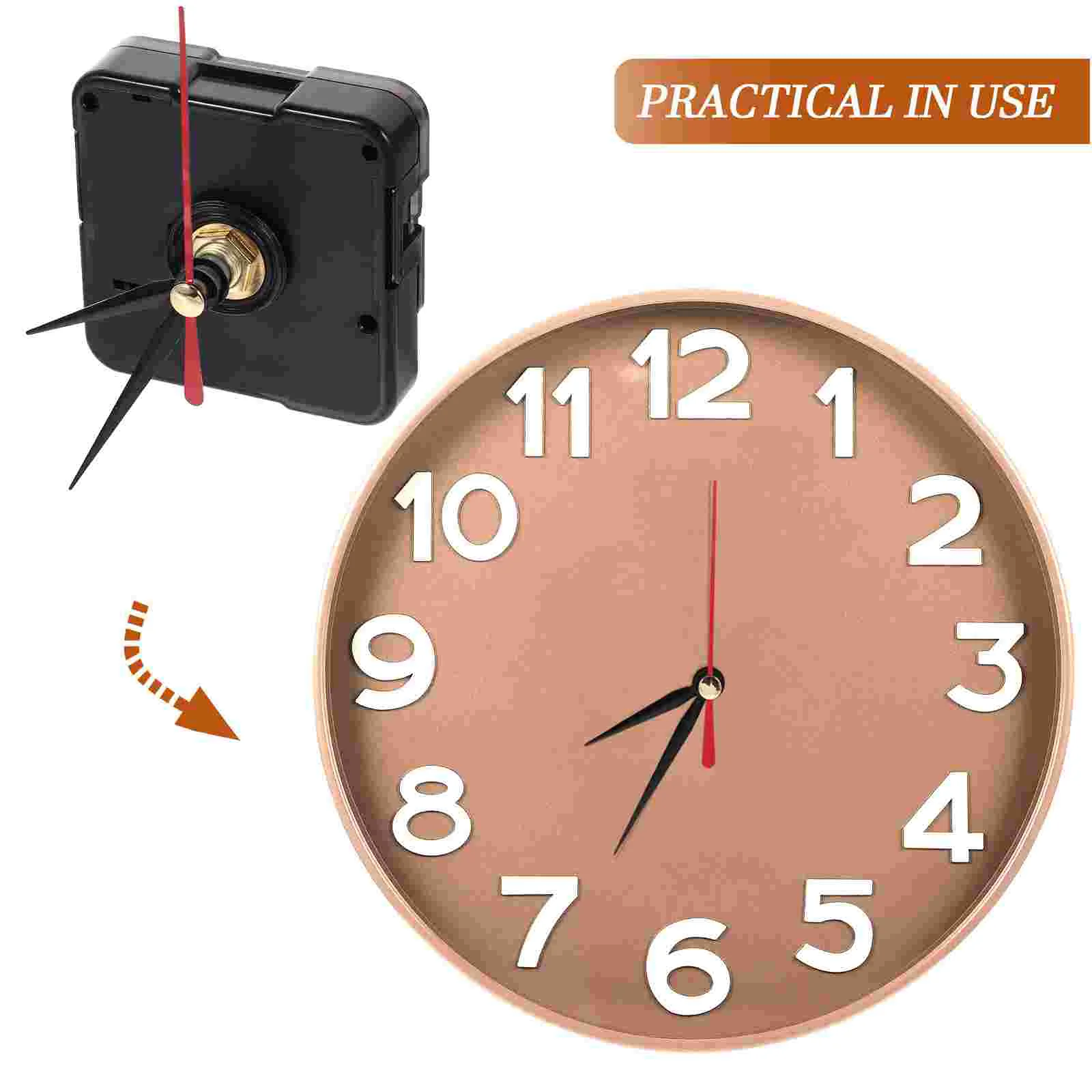 Silent Table Clock Movement 12-15cm Small DIY Accessories Craft Hanging Watch (8-024 Gold Seconds) Wall Kit Motor Plastic