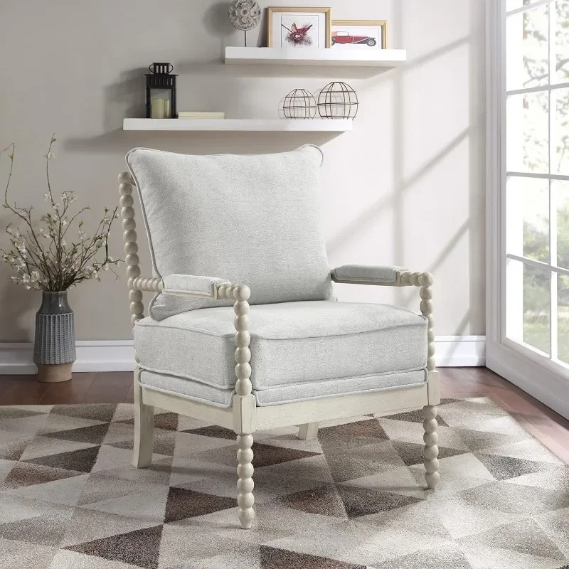 Home Furnishings Kaylee Spindle Accent Chair with Antique White Wood Frame