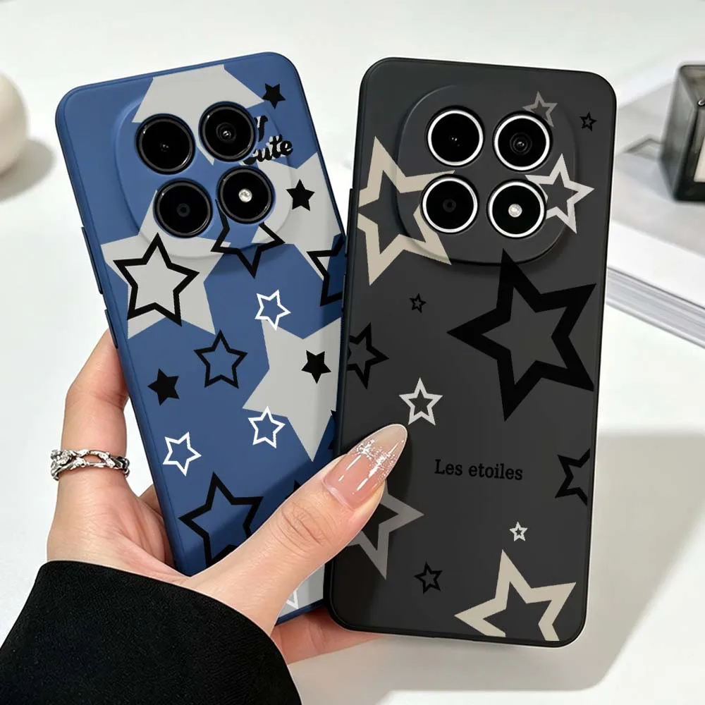 Stylish Black White Star For Xiaomi Poco X8 X7 X6 M8 M7 M6 F8 F7 F6 Pro Max Ultra Soft Silicone Liquid Phone Case Cover