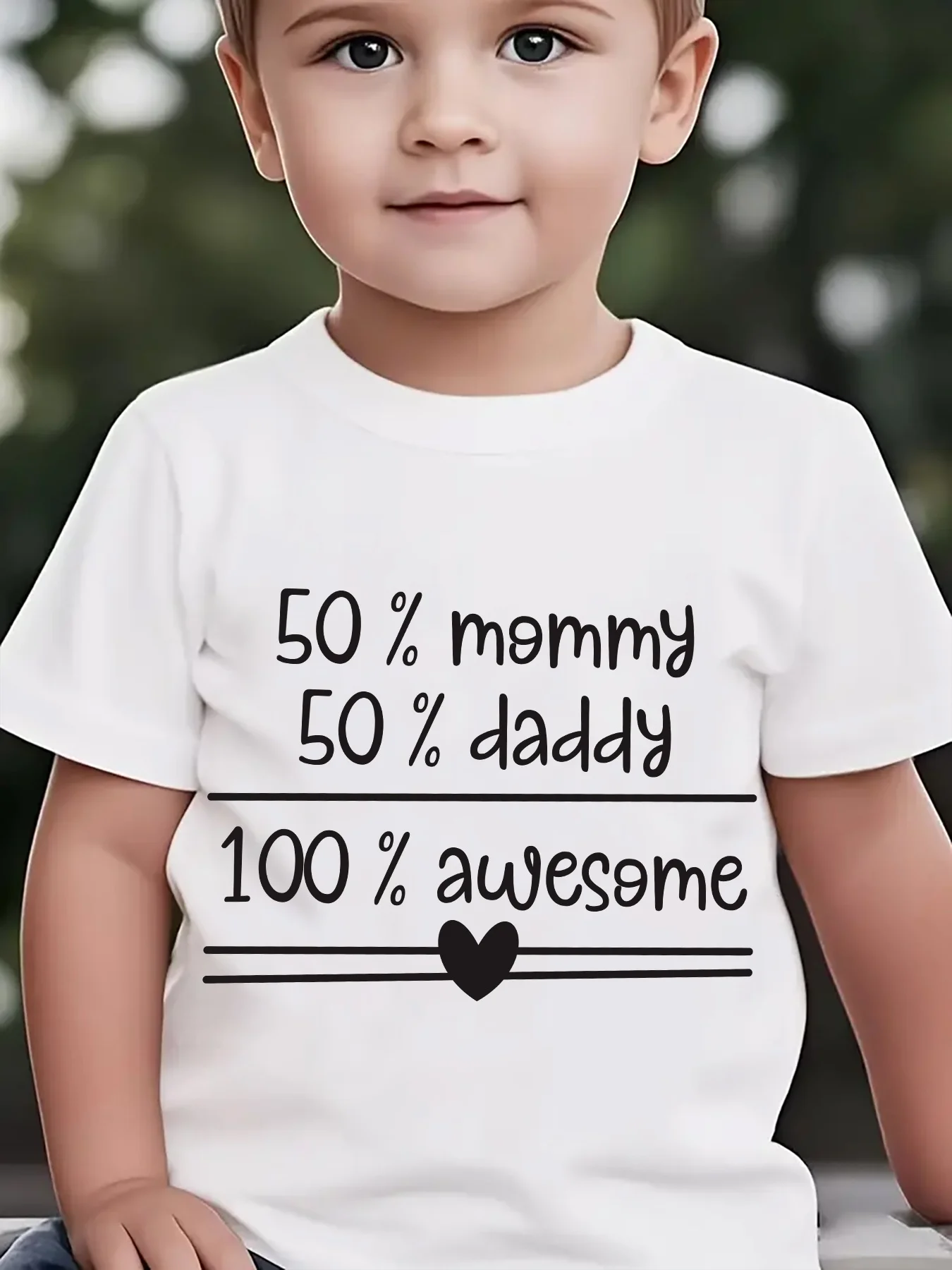 Sweet 50 Percent Mommy Daddy Slogan Print Family Matching T Shirt Boys Girl Soft Summer Short Sleeve Tees Parent‑Child Daily Top