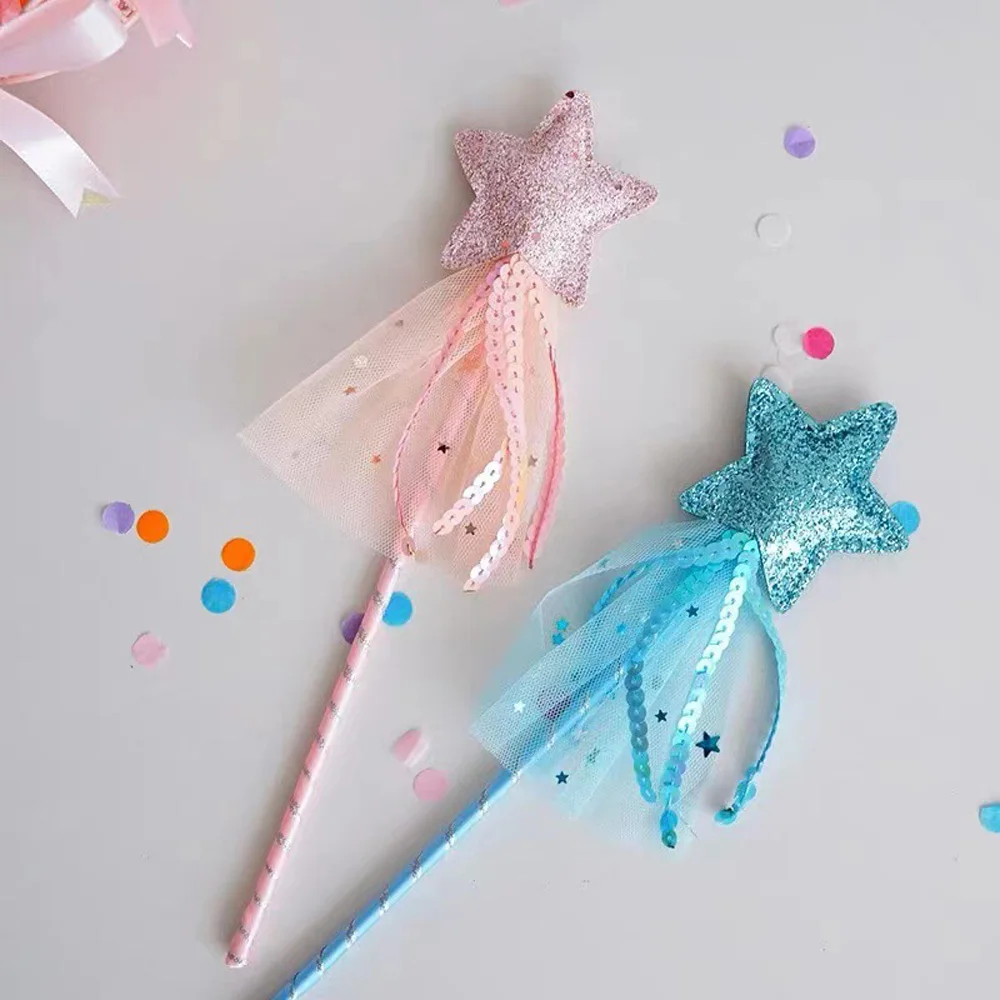 Star Fairy Stick 1Pcs Children Cosplay Props Birthday Party Supplies Shiny Glitter Five Pointed Star Princess Kids Girl Wand