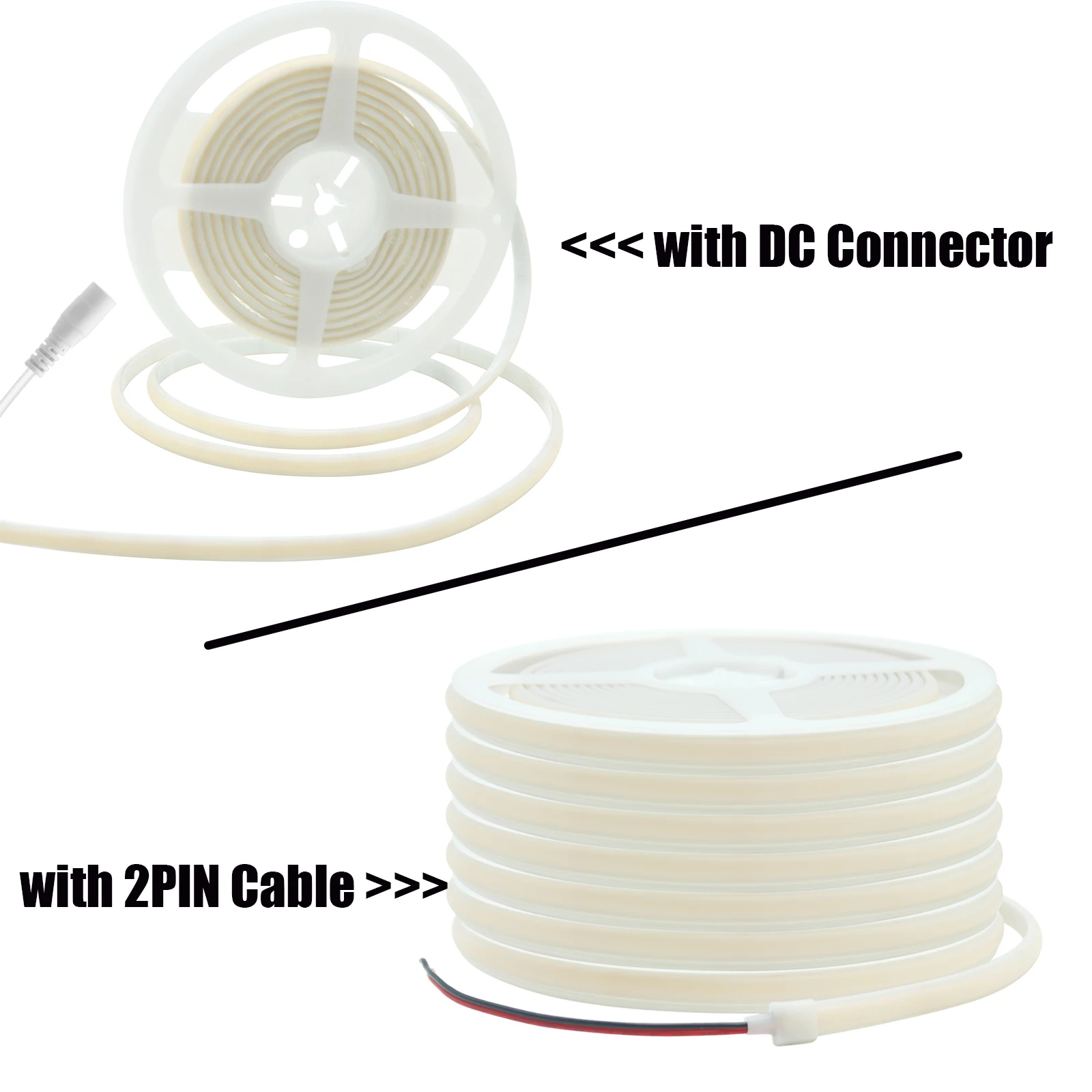 DC12V 24V COB Strip With 2PIN /DC Cable IP67 Waterproof Outdoor Home Decor Flexible Ribbon Rope LED Neon Light 3000K 4000K 6000K