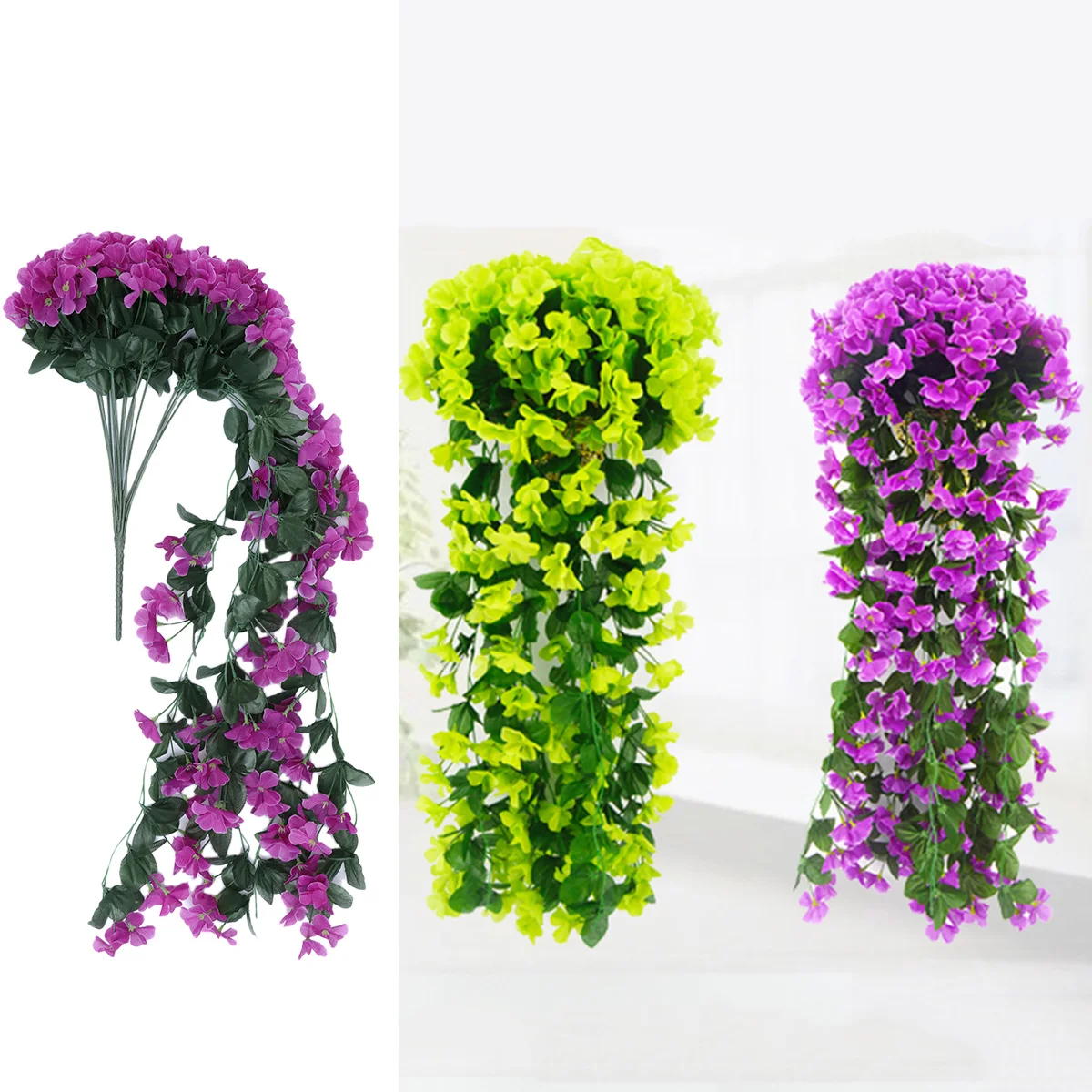 

2 Pcs Artificial Plants Simulation Greenery Faux Fake Violet Easy Clean No Watering Withering Office Bedroom Decor Plastic