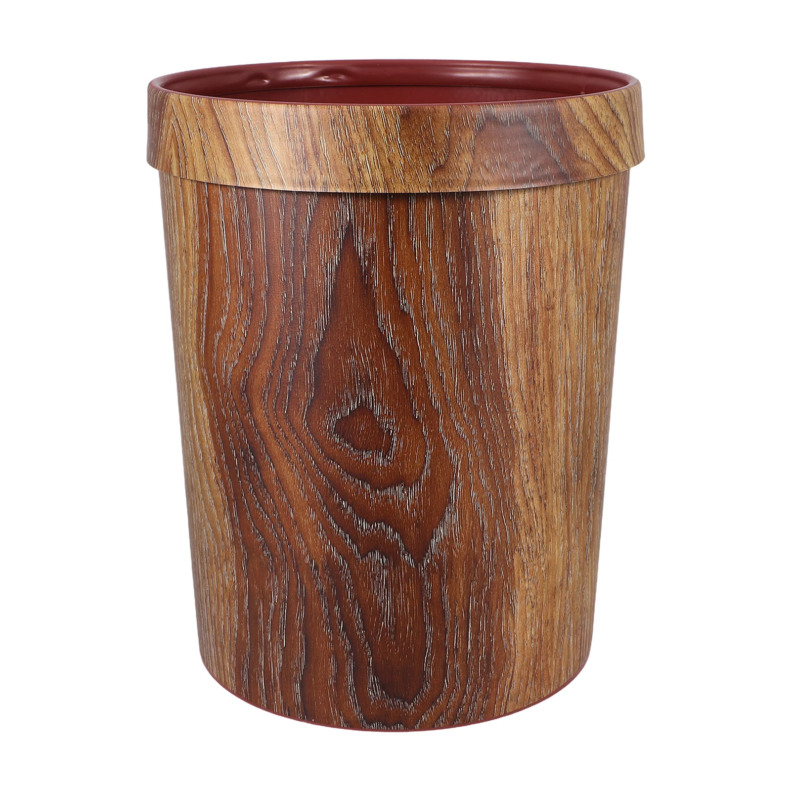 

1pc Wood Grain Trash Can 10L Small Waste Bin for Bathroom Bedroom Kitchen Garbage Container Home Rubbish Can Vintage Design