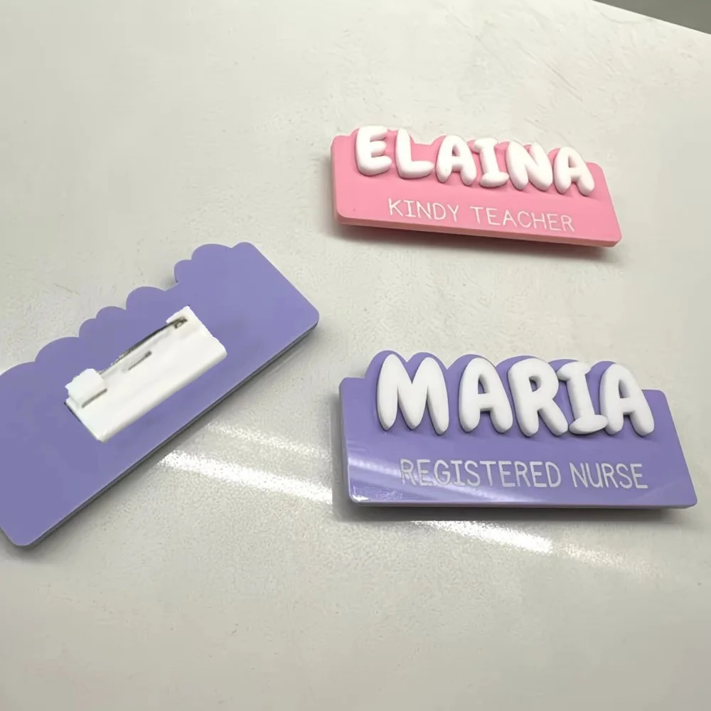 Custom Name Brooch Personalized Font Color Selection Acrylic Custom Brooch Pins Doctor/Nurse/Teacher/Student Job Badge Brooch view 5