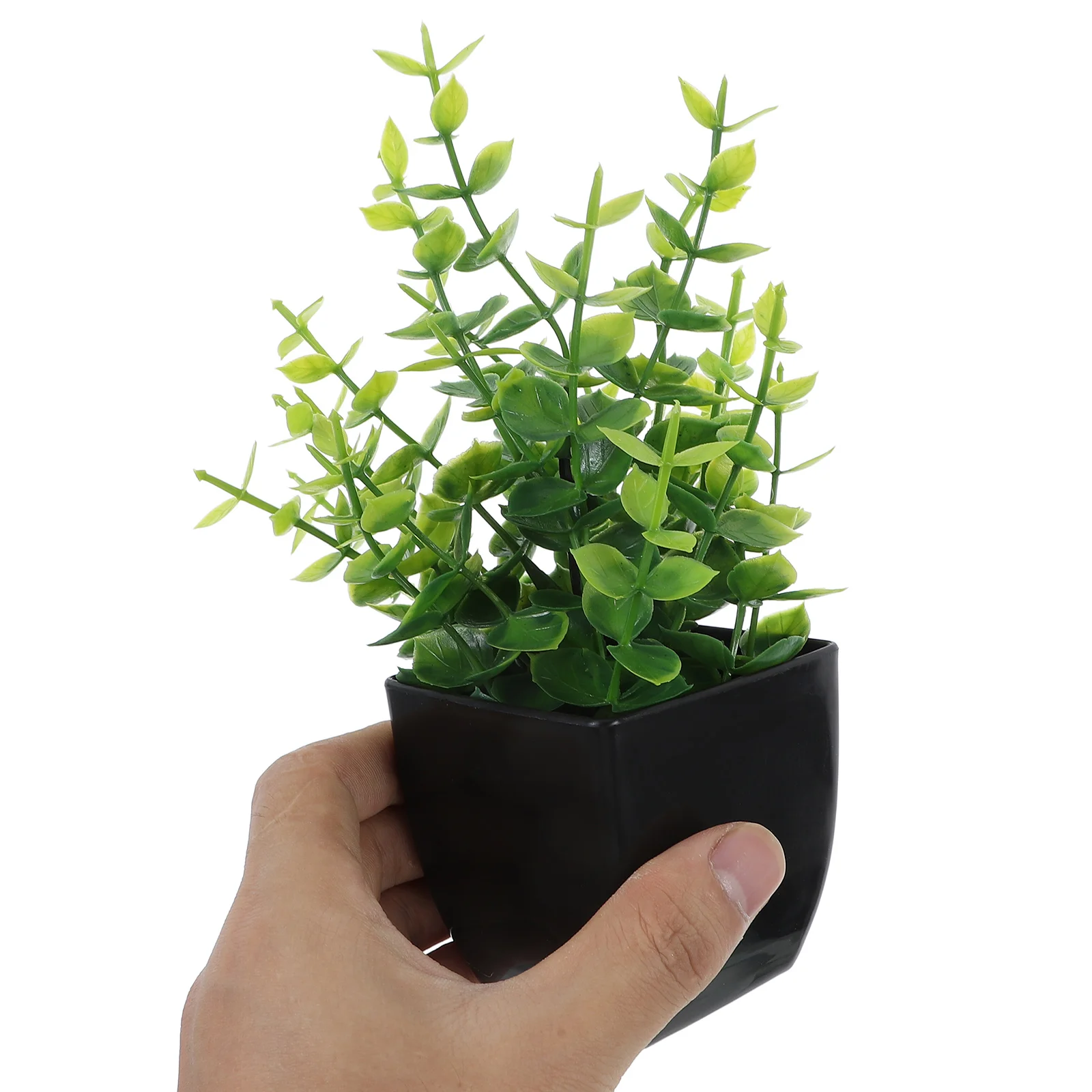 4 قطع نباتات صناعية مع وعاء أسود عصارة صناعية صغيرة للديكور الداخلي للمنزل والمكتب ورف الحمام وتوفير المساحة بشكل أنيق
