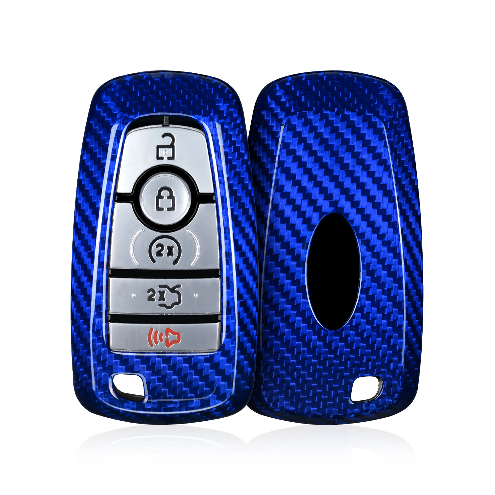 Carbon Fiber Key Fob Cover for Ford F150 F-250 F-350 Mustang Maverick Edge Explorer Escape - Fits 3/4/5 Buttons Models 2018-2026