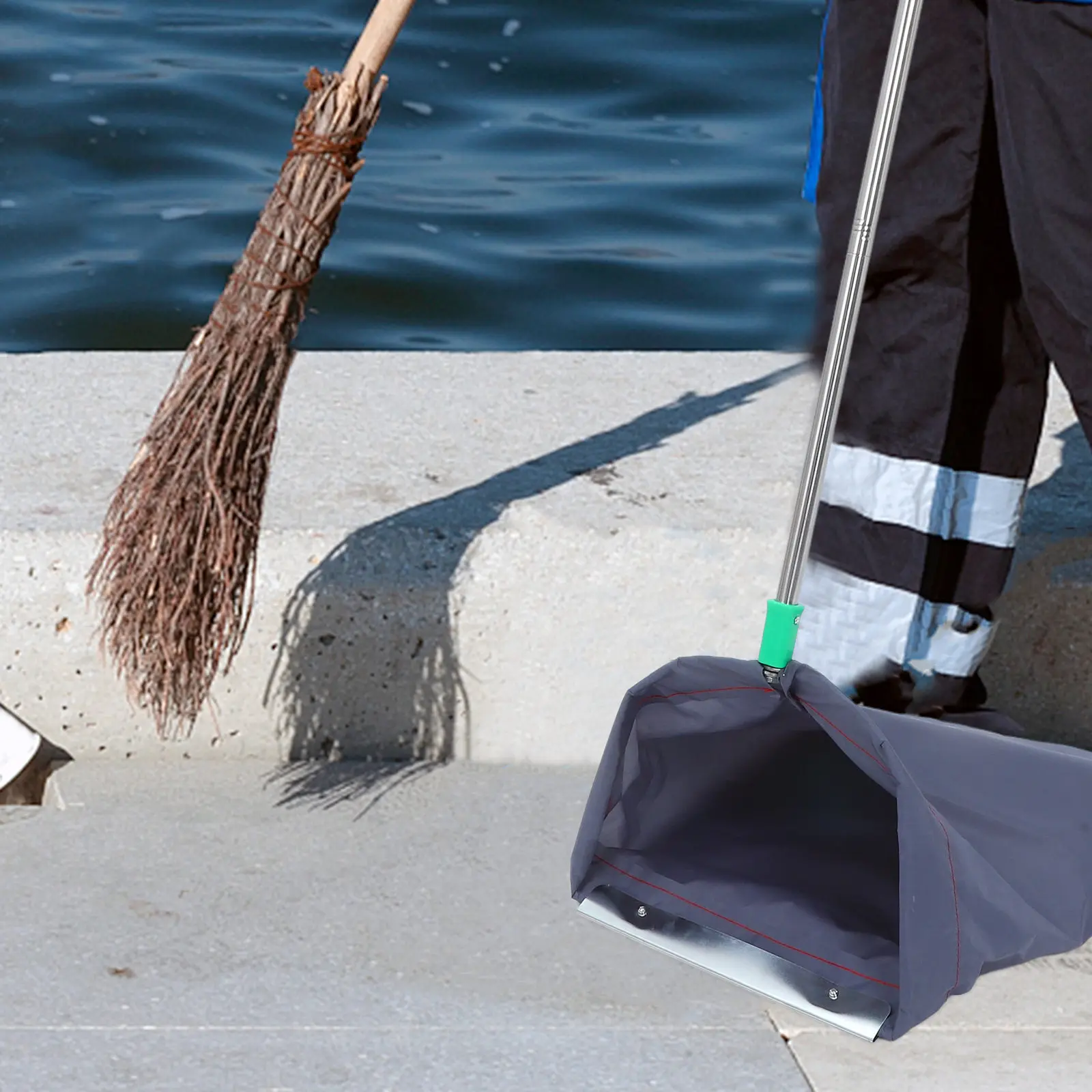 Bolsa de jardín tipo recogedor de hojas, grande, reutilizable, resistente, gris oscuro, para hojas y residuos de jardín y piscina