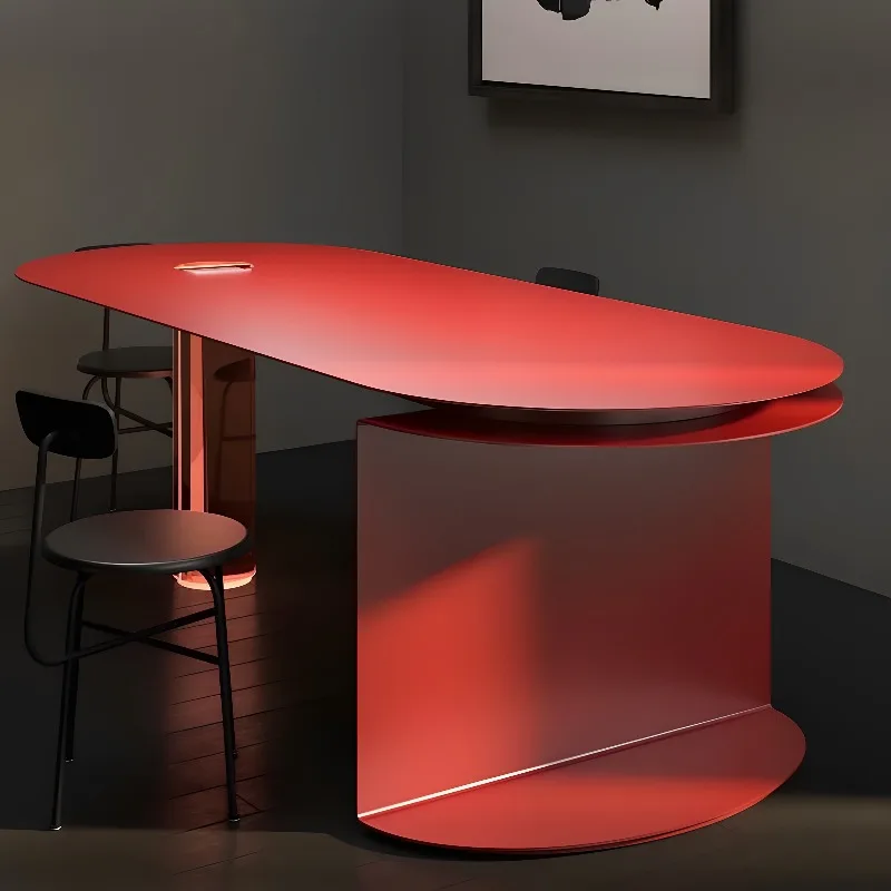 Acrylic suspended metal island dining table integrated semi-round household