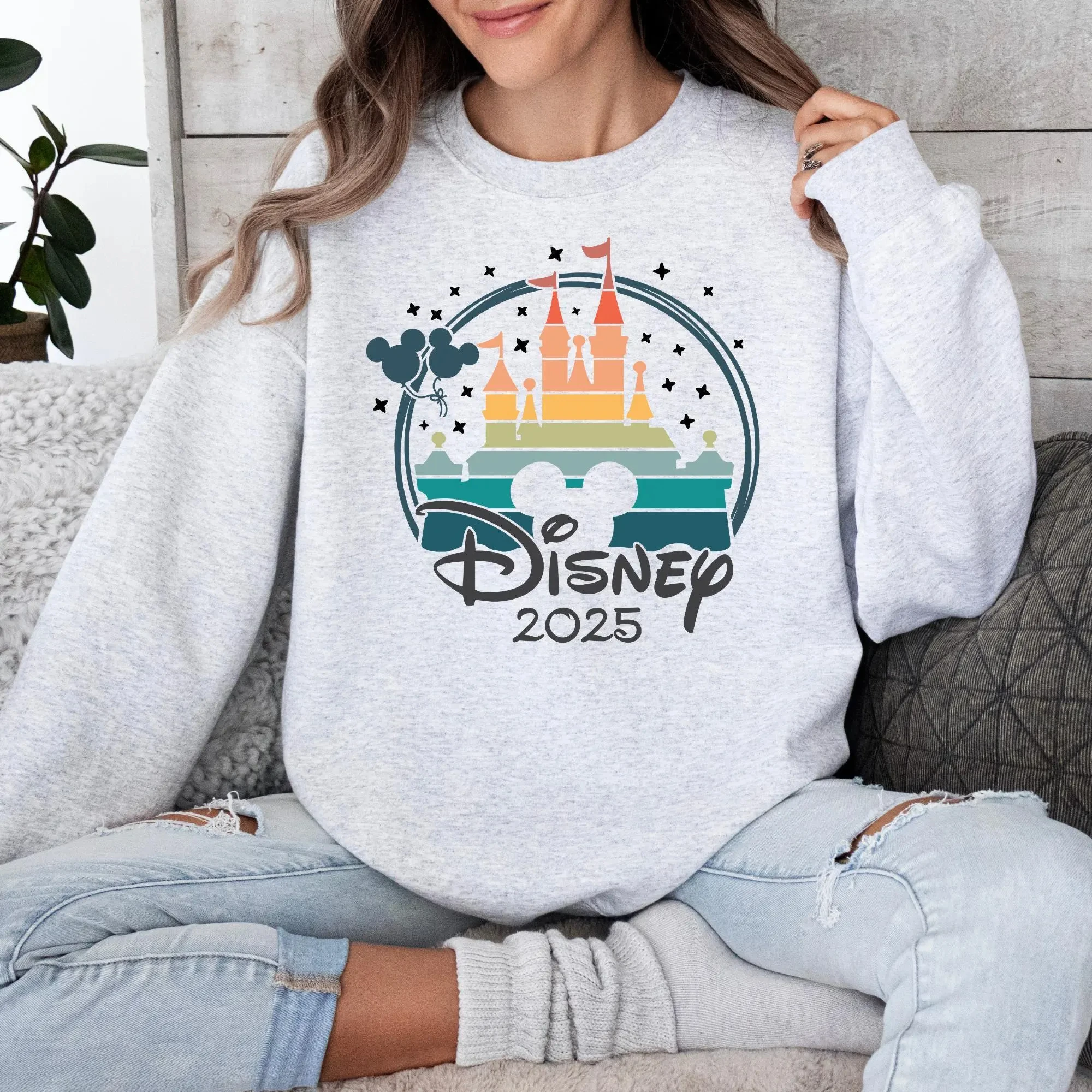 2025 Disney Mickey Peripheral doppelseitig bedruckter Pullover, amerikanischer Herbst- und Winter-warmer lockerer Rundhals-Hoodie für Mädchen