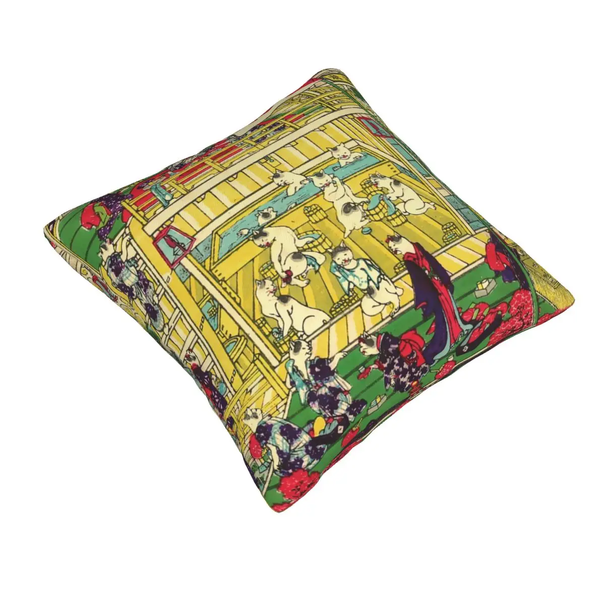 Utagawa Hiroshige Japanese Cats polyester Digital printing 50x50cm pillows for living room seat cushion Drop Shipping