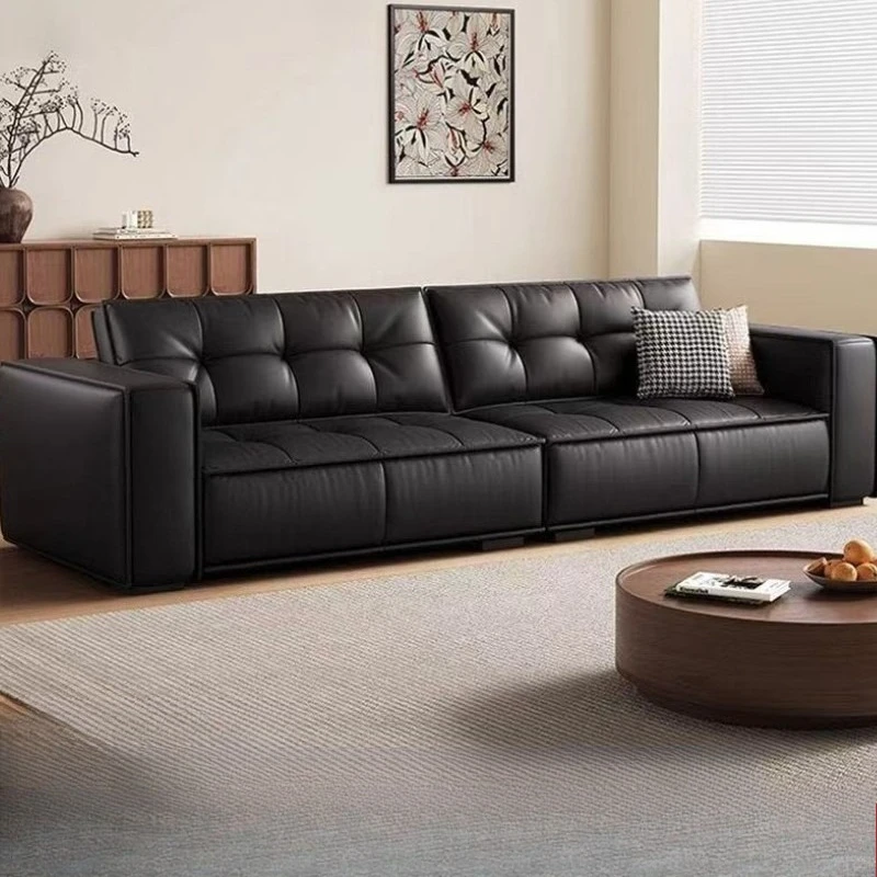 Italian minimalist sofa leather light luxury living room apartment sofa straight row antique sofy do salonu bedroom furniture
