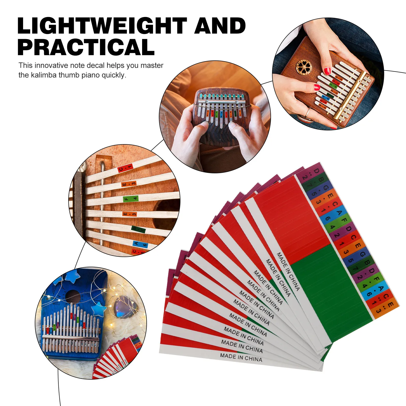10Pcs Kalimba Thumb Piano Note Stickers Easy Install Removable Scale Stickers for Beginner Learner Finger Piano Musical Scale