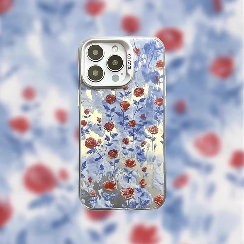 Red Roses Ink Painting Pattern Phone Case For Samsung Galaxy S23 S24 S25 Ultra S22 S21 S20 Plus FE A15 A35 A55 A20S Hard Cover