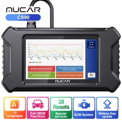 MUCAR CS90 OBD2 herramienta de diagnóstico profesional escáner automático bluetooth sistema ECM 28 reinicio actualización gratuita de por vida herramientas de escaneo de coche