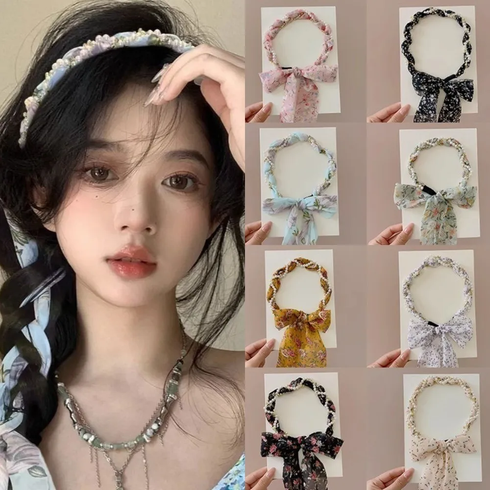 High Quality Retro Hair Strap Hoops Fashion Floral Ribbon Weaving Hairband For Women Headband Hair Accessories