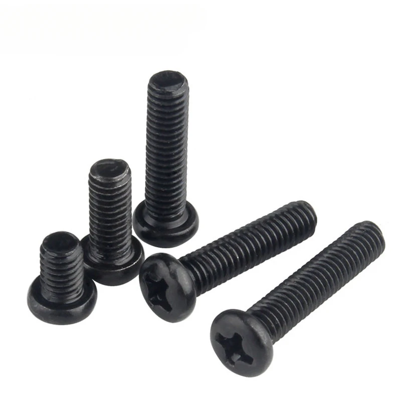 Round head cross screw black M1.2 M1.4 M1.7 M2 M2.5 M3 M4 Electronic small size Recessed Pan Head Phillips screws DIN7985 GB818