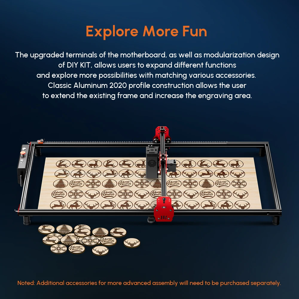 AlgoLaser Laser Engraver 2W 5W 10W 20W Output Laser Cutter Engraver for Wood and Metal /Emergency Stop Flame & Gyro Detectio