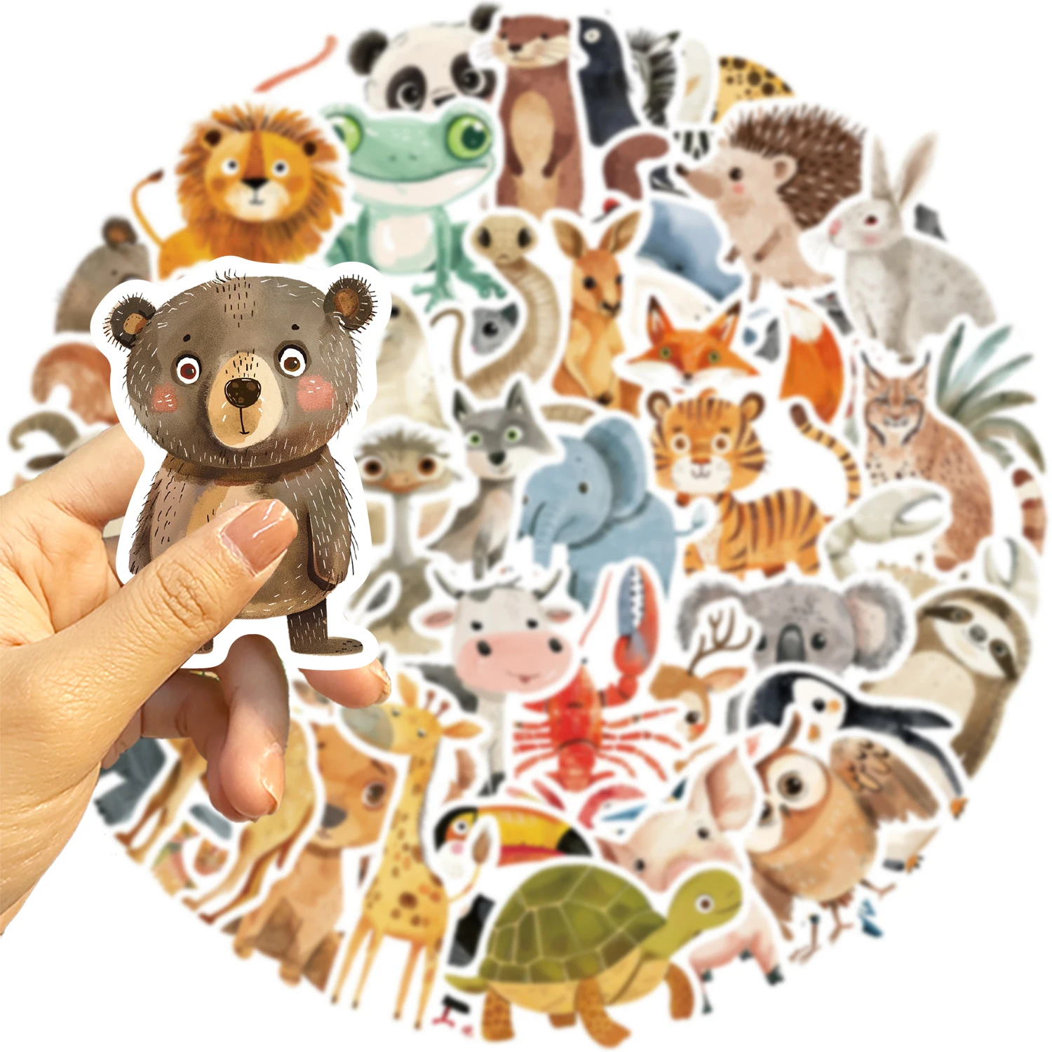 50pcs Cute Childrens Book Paintings Stickers Vinyl Waterproof Stickers for Kids Toy Animals Decals for Loptop Water Bottle Phone