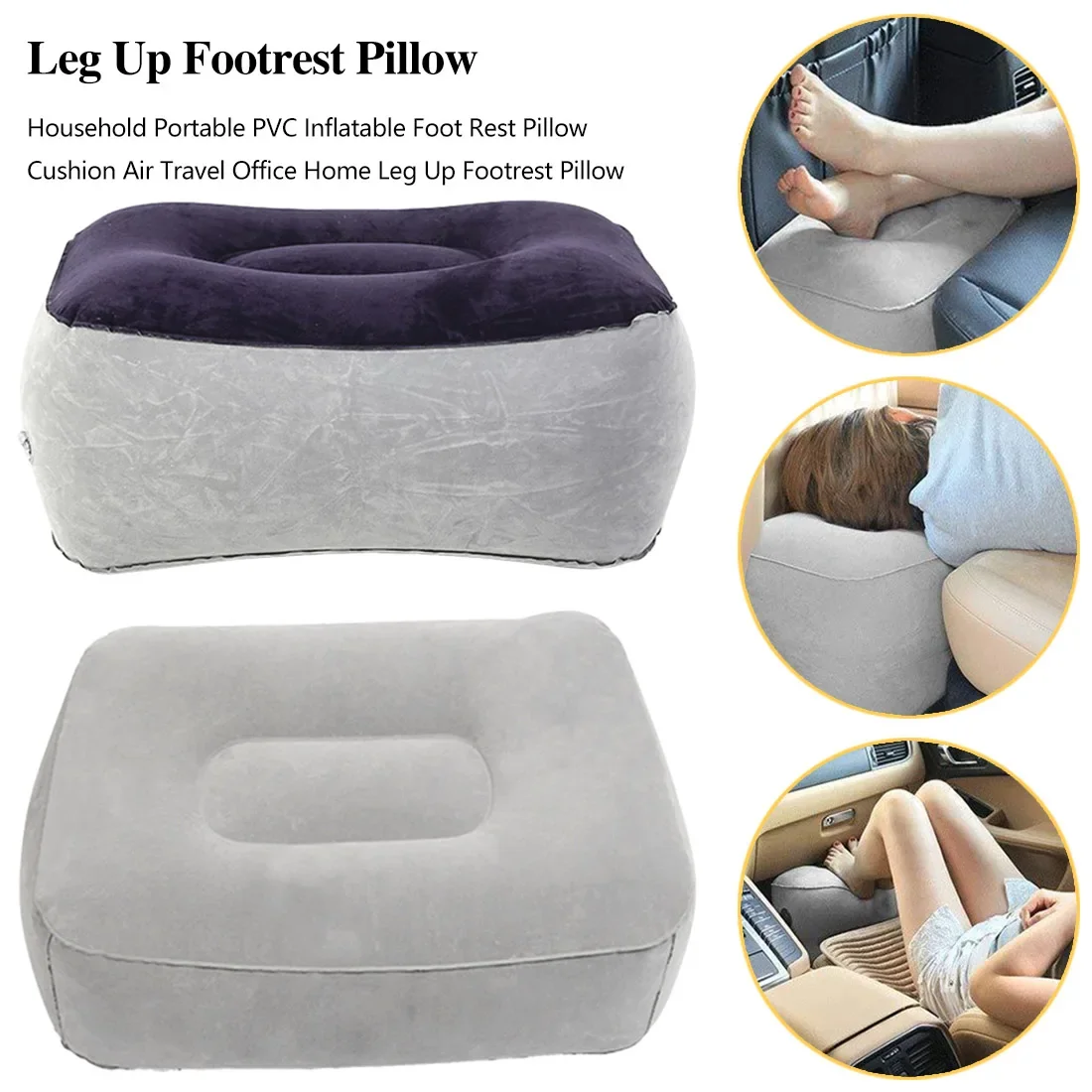 Inflatable Soft Footrest Pillow PVC Inflatable Foot Rest Pillow Cushion Air Travel Office Home Leg Up Relaxing Feet Almohada