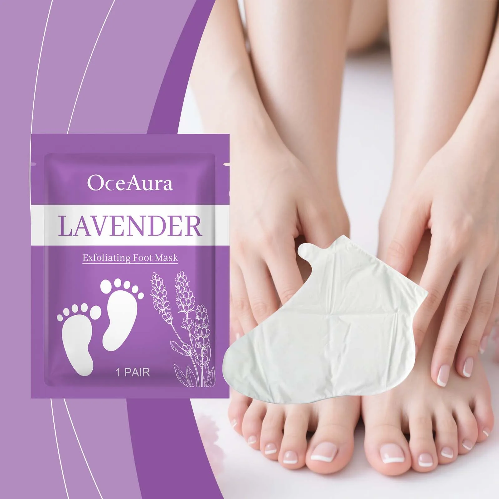 

OceAura Peeling Foot Mask Dead Skin Remover Foot Callus Remover Soft Smooth Lavender Oil Exfoliating Foot Mask for Feet Care 1pc