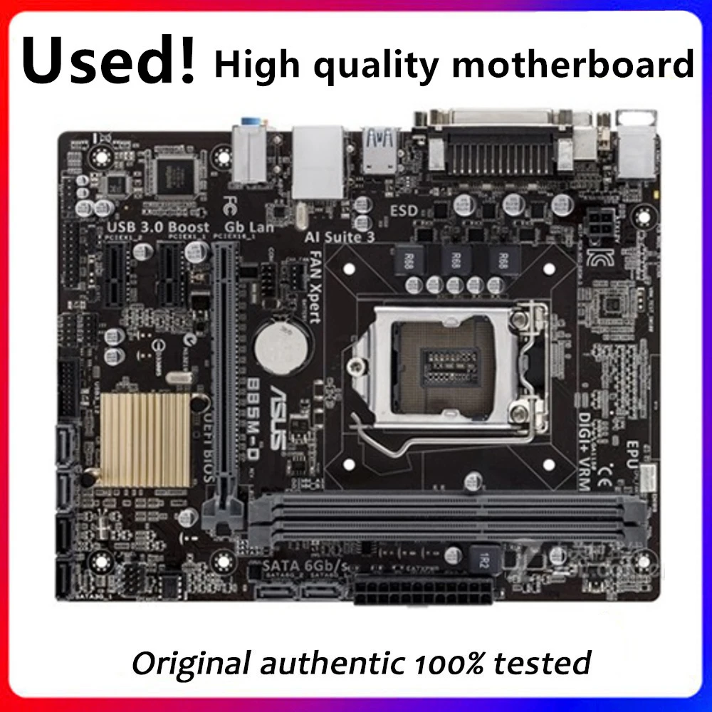 

Материнская плата для настольных ПК Asus B85M-D B85 LGA 1150 DDR3 16 ГБ для Core i7 i5 i3 SATA3 USB3.0, оригинальная использованная материнская плата