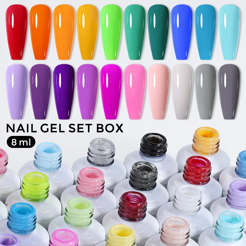 Arte Clavo 24 Pçs/set 8ml Macaron Gel Unha Polonês Com Caixa Semi Permanente UV Gel Soak Off Nail Art Kit Verniz Para Manicure