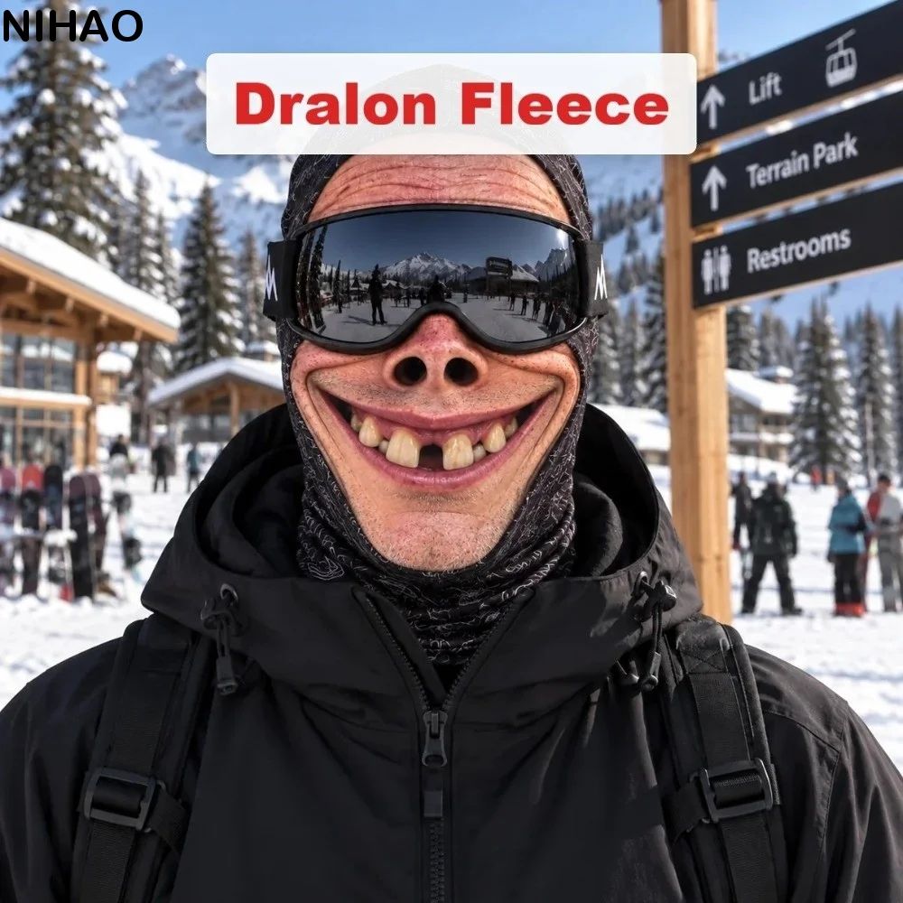 Unisex Size Funny Prank Mask Funny 3D Print Motorcycle Riding Mask Breathable Windproof Motorcycle Ski Face Mask Halloween Party