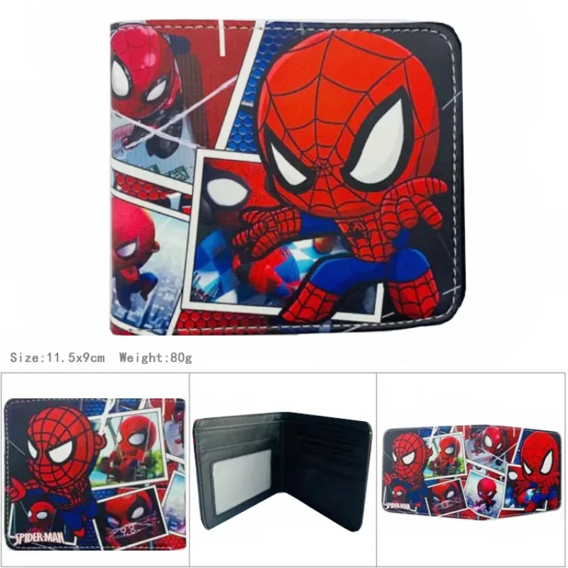 Spidermans Short Wallets Marvels Leather Fold Wallets Portable Cartoon Card Holder Coin Purse HD Printing Cover Purses Kids Gift