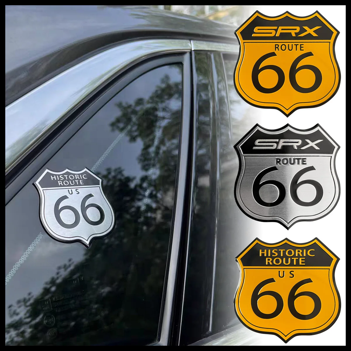 

3D The Historic Route 66 Metal Aluminum Emblem Badge Motorcycles Accessories Decals Moto Auto Body Fuel Tank Rear Box Stickers
