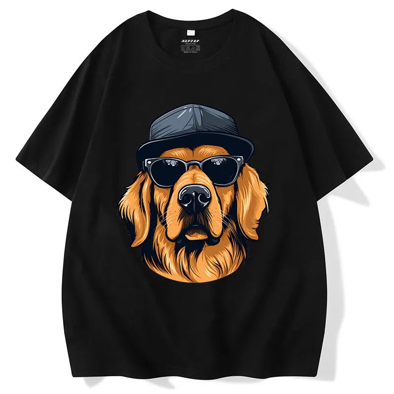 American Casual, Unique, Original and Funny Dog-head Themed Trendy Short-sleeved Children's and Adult T-shirt Cartoon