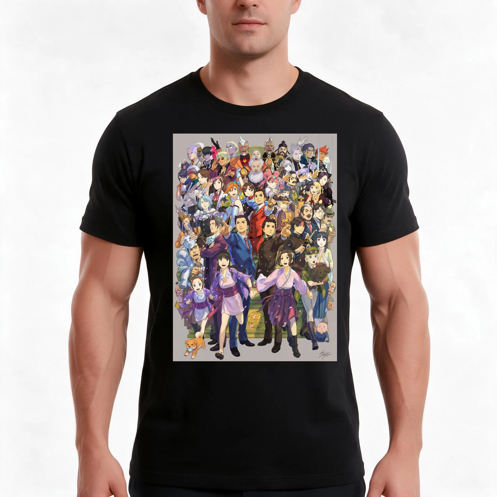Ace Attorney 20th Anniversary T-Shirt, Summer Casual Cotton Tee, Oversized Streetwear Tops, Vintage Graphic Print, 100% Cotton