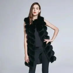 JKP New Winter Warm Female Real Fox Fur Coat Autumn Fashion Fur Vest Jacket Large Size Medium-long Sleeveless Coats For Women