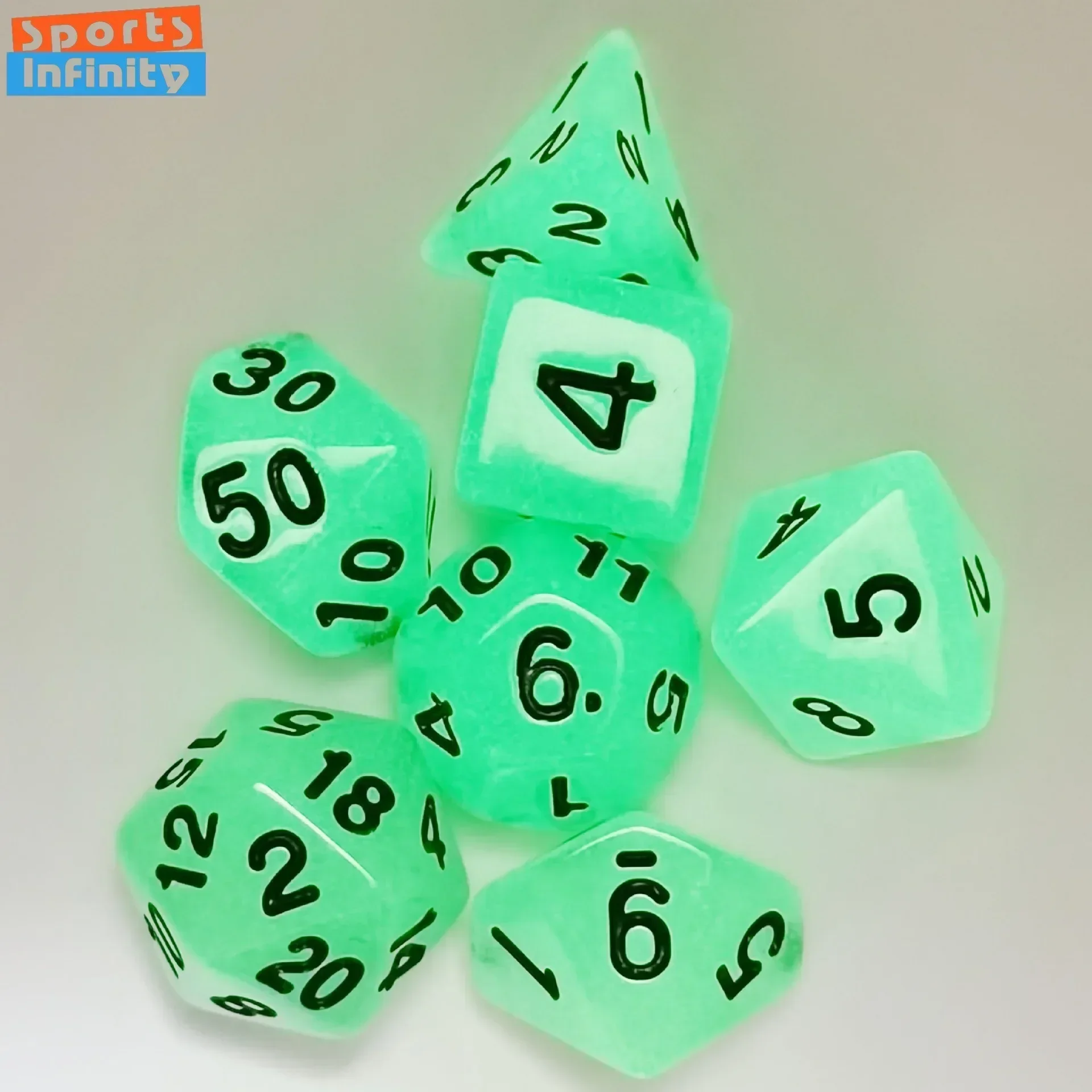 7pcs of Fluorescent Dice Set Dnd 16mm Number Dice Set for DND TRPG RPG D20 D12 D10 D8 D6 D4 Table Board Games Dnd Dice Set