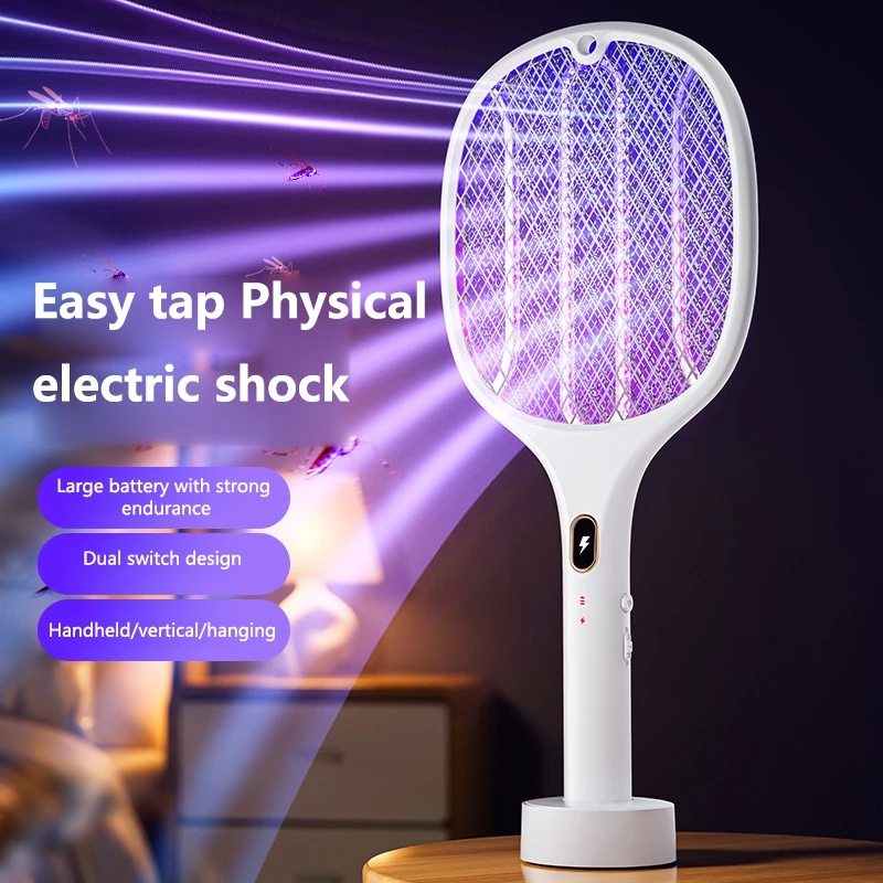 Electric Mosquito Swatter 3 In 1 Multi Functional Portable Handheld USB Rechargeable Mosquito Killer Triple-layer Mesh 2026