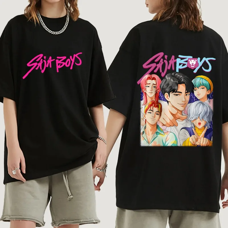 

KPop Demon Hunters Movie Saja Boys T-shirts Men Women High Quality Cotton T Shirt Fashion Hip Hop Harajuku Short Sleeve T-shirts
