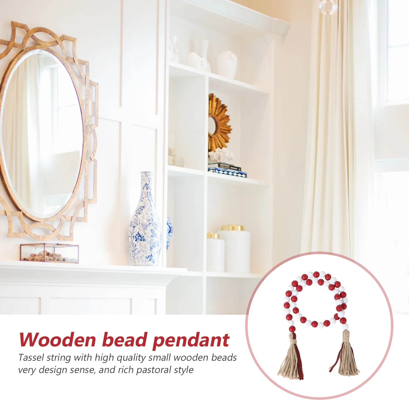 

1Pcs Exquisite Wooden Bead Pendant Tassel Ornament Home Decor Handcrafted Wall Hanging Pendant Home Improvement