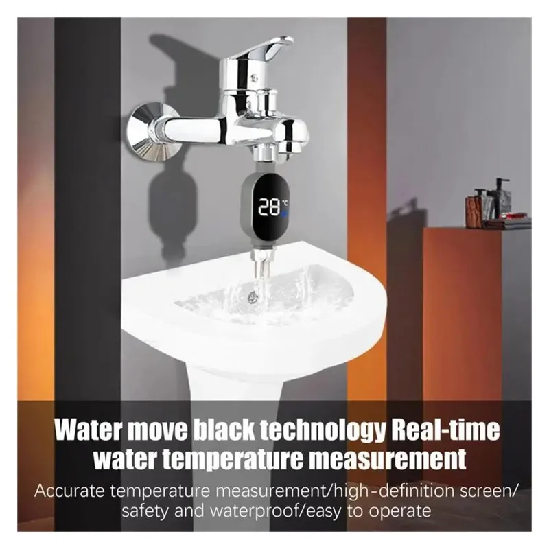 Faucet Temperature Gauge Waterproof Intelligent LED Shower Temperature Digital Display Baby Bath Water for Home Bathroom Kitchen