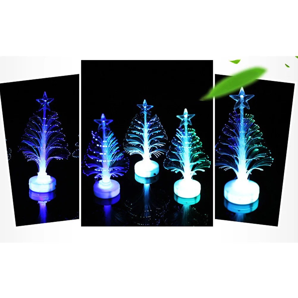 

2 pcs Led Optical Fiber Mini Christmas Tree Night Light Color Changing For Bedroom Home Bar Cafe Wedding Party Decoration