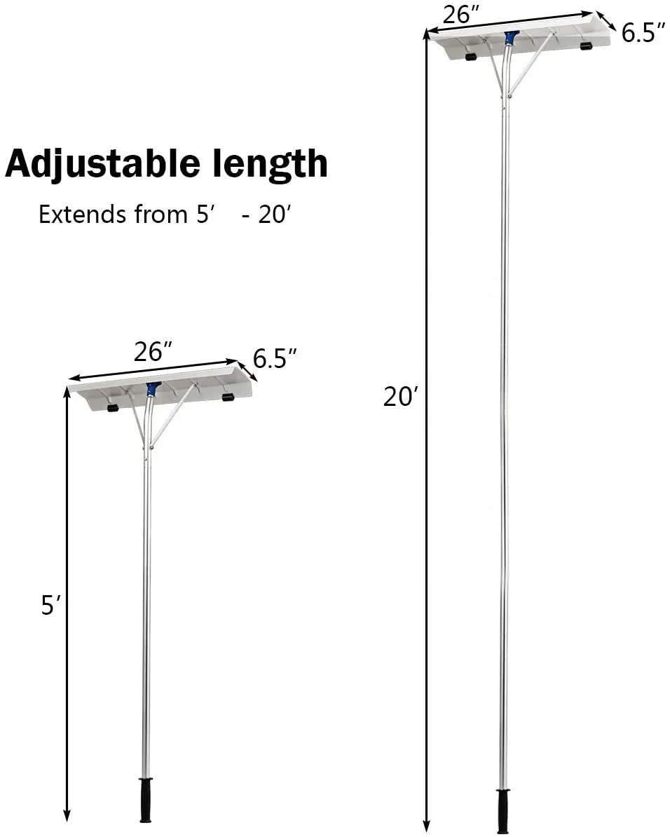 20' High Quality Guarantee Roof Snow Shovel Snow Removal Tool With Detachable Aluminum Handles