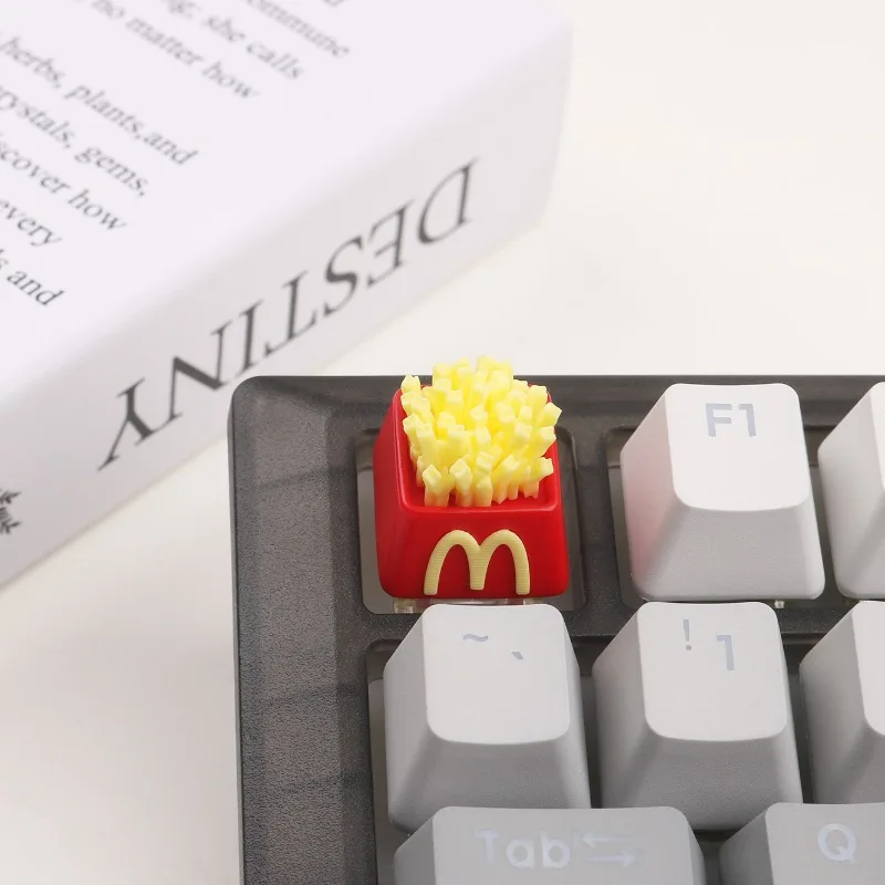 

Mifnuy French Fries Keycaps Unique Resin ESC Keycap with Translucent Design Magnetic Detachable Key Cap for Mechanical Keyboard