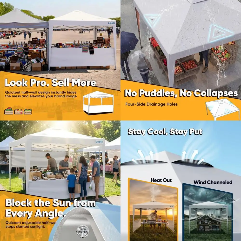 

Compact 10x10 Gazebo for 1 Person - Easy Setup, Waterproof & UV-Protected, Perfect for Camping, Beach, Parties, and Outdoor Even