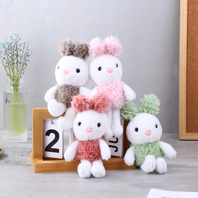 Cute Rabbit Keychain Plush Doll Toy Cartoon Bunny Animal Keyring Pendant Backpack Charms Bag Hanging Ornaments Decor Accessories