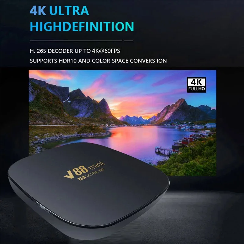 V88 Mini Smart TV Box Android 11 Allwinner H3 Quad Core WiFi 4G 4K HD H.265 3D Theater Media Player 8GB+128GB Iptv TV box