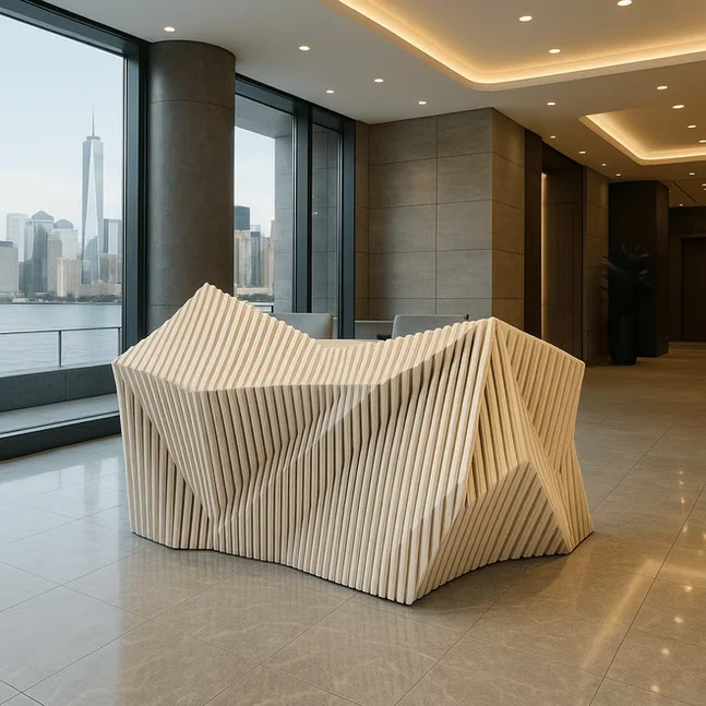 *Customization Reception Desk Modern Furniture Solid Wooden  Table Parametric Furniture  Solid Wood Reception Desk Hotel Desk
