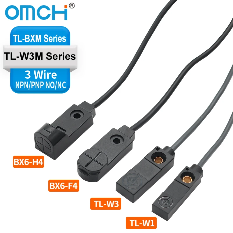 OMCH TL-W3 سلسلة 3 مللي متر 4 مللي متر غير دافق NPN/PNP كشف المعادن مفتاح مربع صغير تيار مستمر 3-سلك مستشعر القرب الاستقرائي