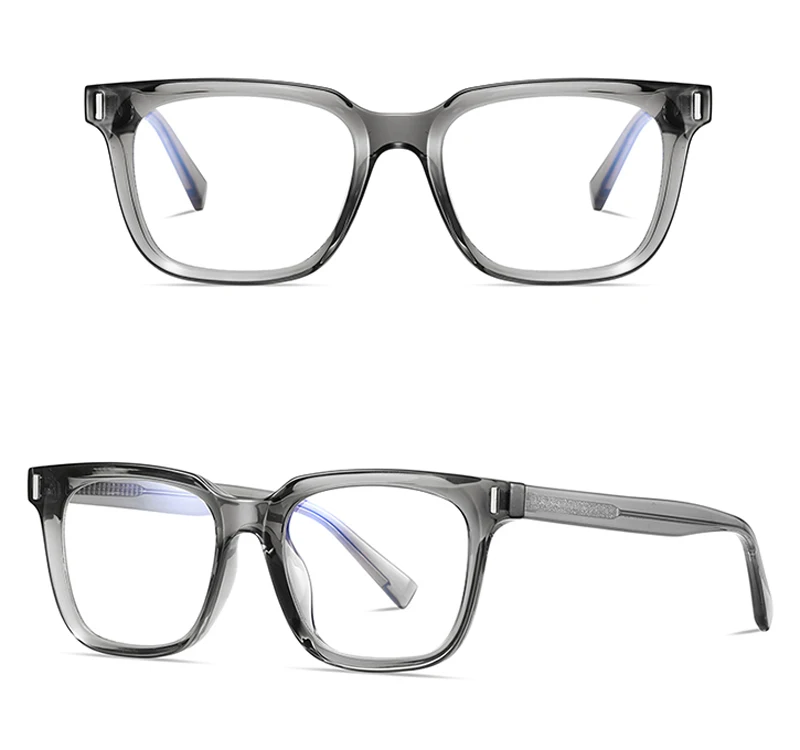 Kachawoo Anti-Blaulicht-Brille, TR90-Acetat, quadratischer Brillenrahmen für Damen, Trend, koreanischer Stil, Unisex, transparent, grau – Detail 12