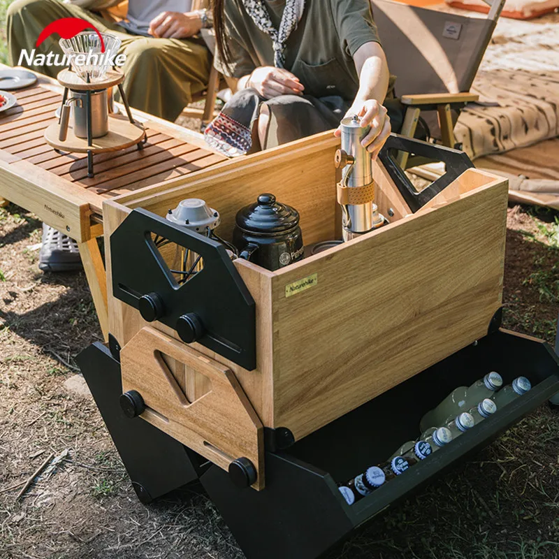 Naturehike 50L Solid Wood Storage Box Camping Large Capacity Cabinet Outdoor Travel Picnic Sundries Storage Basket Equipment image 6