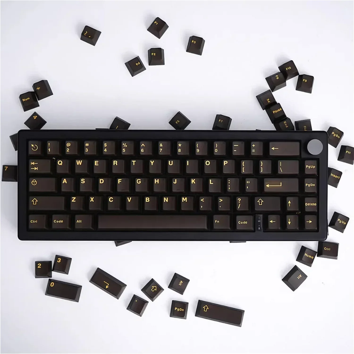 Imagem -03 - Keycaps Semi-transparente Preto Dourado Preto Ciano Cereja 120 Teclas Moldagem de Cores Adequada para Teclados Mecânicos mx Switch