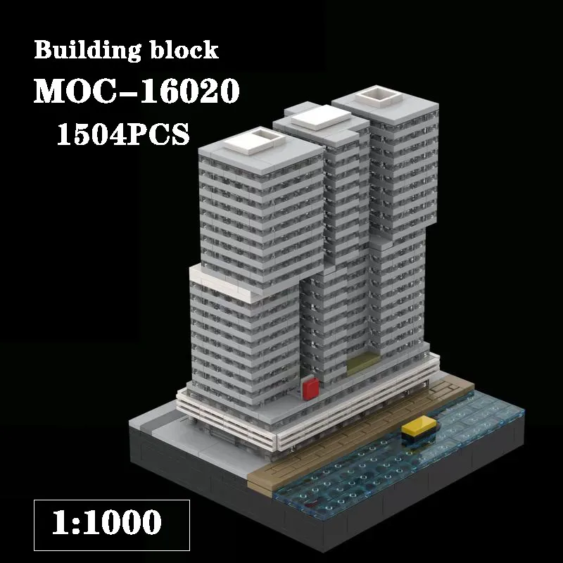 

New MOC-16020 Rotterdam Building 1:1000 Spliced Building Blocks 1504PCS Adult and Children's Toys Birthday and Christmas Gift